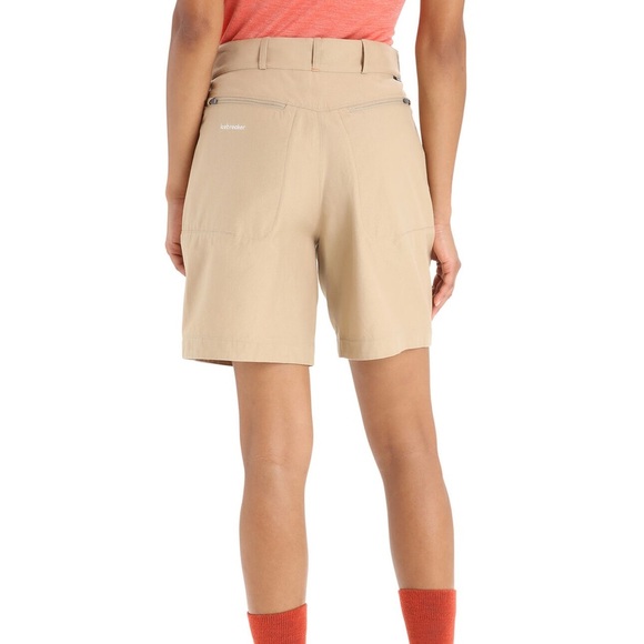 Icebreaker Merino Hike Shorts Sand NWT Pockets Wool Cotton Canvas Belt Loops - Picture 1 of 16